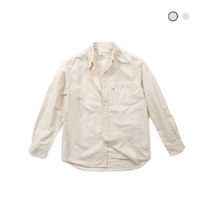 国棉壹厂Button down领单袋牛津纺磨毛长袖衬衫商务休闲纯棉衬衣