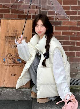 2025秋冬新款羽绒马甲女外穿背心时尚洋气小个子坎肩白色马夹外套