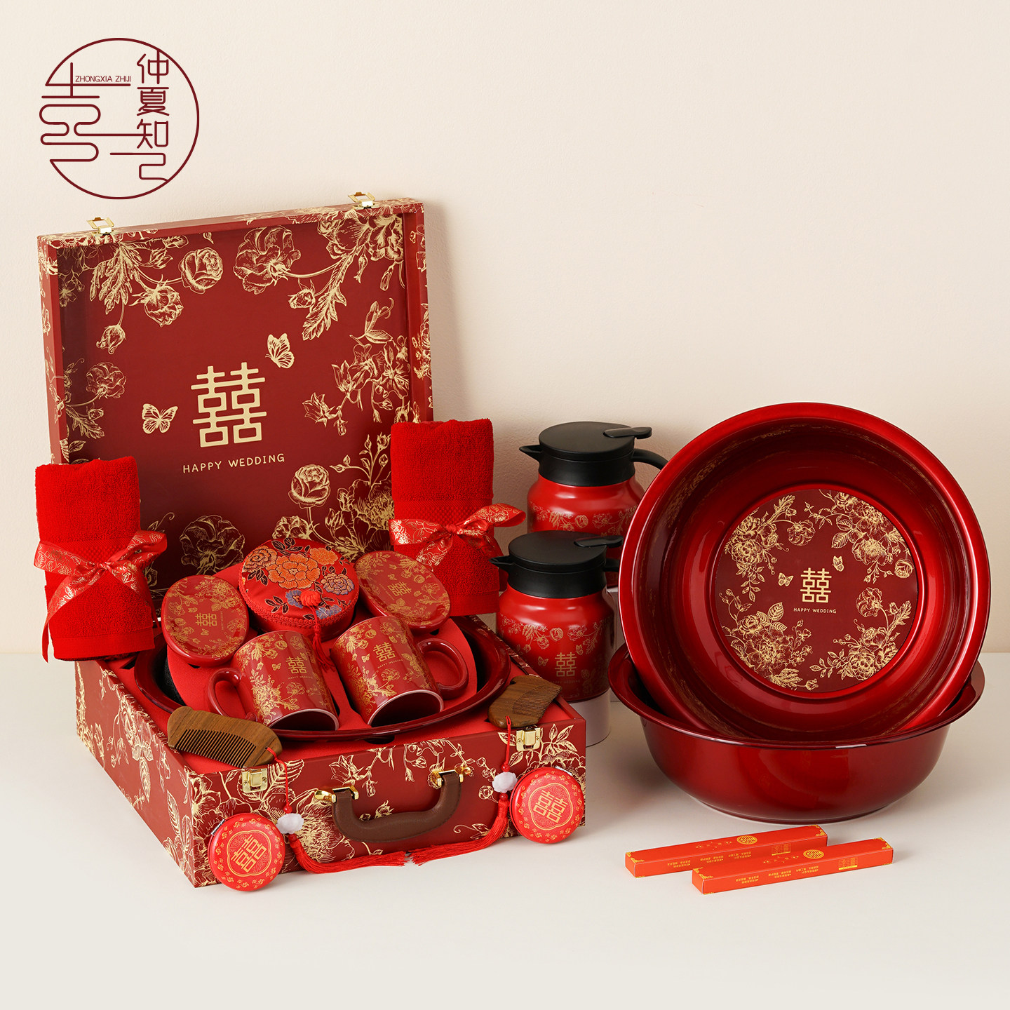 仲夏知己陪嫁套装新娘备婚嫁妆女方全套结婚高档繁花洗漱用品大全,节庆用品/礼品,陪嫁用品套装,淘宝优惠券,粉丝福利购,淘宝优惠卷