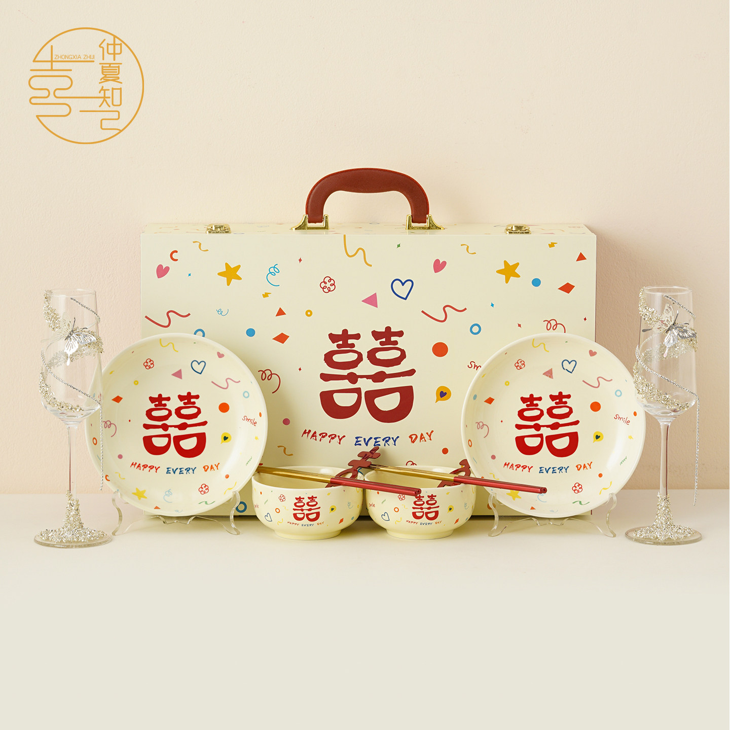 仲夏知己新婚礼物送新人实用高档餐具送闺蜜手工婚礼敬酒杯香槟杯