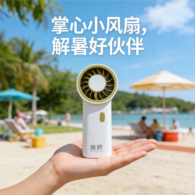 喵桥手持高速风扇S07迷你便携式户外小型静音电风扇充电随身
