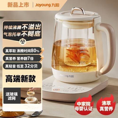 九阳养生壶家用大功率防溢沸萃防糊防干烧玻璃煮茶壶滤网15WY1J