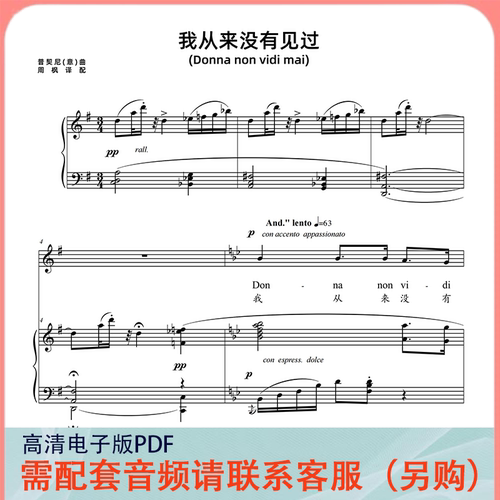 我从来没有见过 降B调 声乐正谱五线谱钢琴伴奏谱乐谱