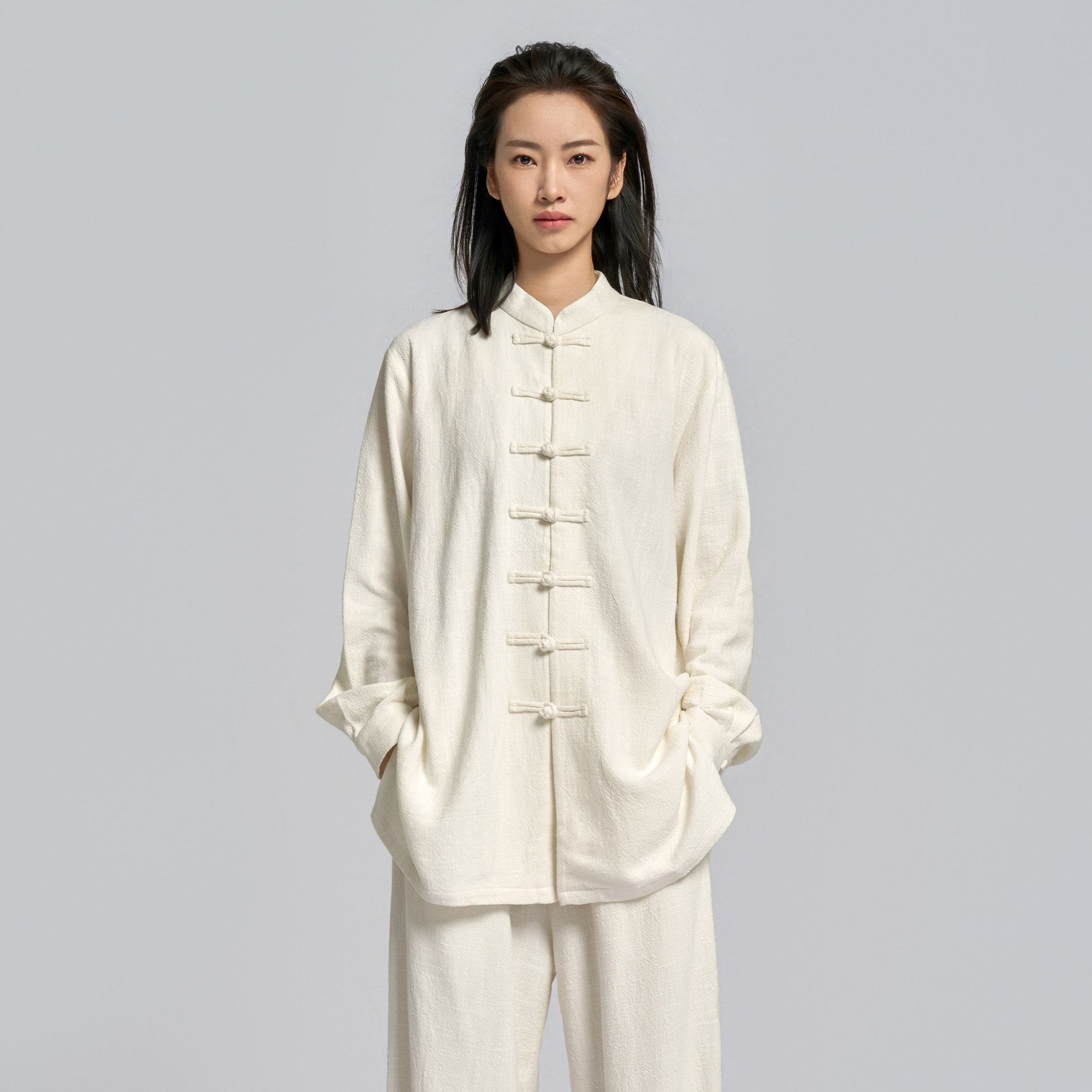 这棉麻太极服真厚实呀~
