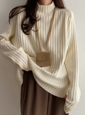 又挖到宝了 面料贼舒服 百搭白色半高领针织衫毛衣内搭打底衫秋冬