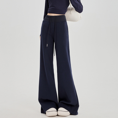 加厚微喇运动卫裤子女秋冬2025新款宽松垂坠感修身喇叭休闲阔腿裤