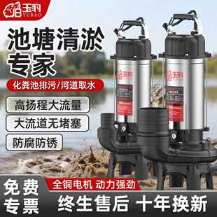 泥浆泵抽泥沙池塘清淤抽粪泥浆220v家用无堵塞淤泥泵切割式污水泵