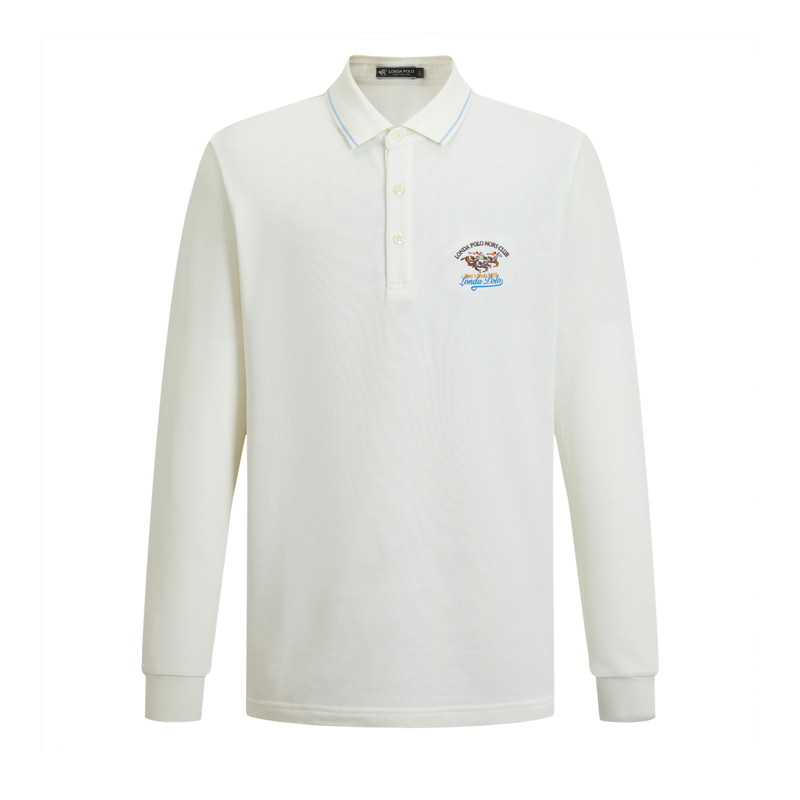 伦德保罗刺绣长袖polo衫