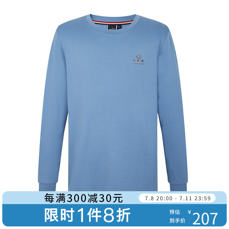 londapolo/伦德保罗春季休闲长袖t恤弹力亲肤圆领男士打底衫