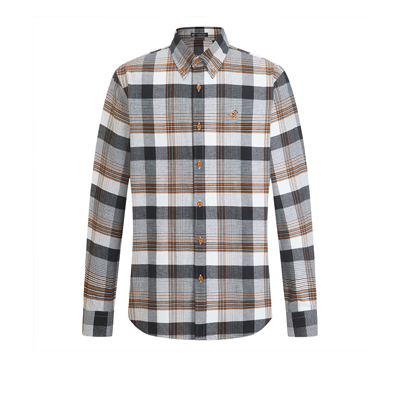 伦德保罗格子休闲长袖衬衣