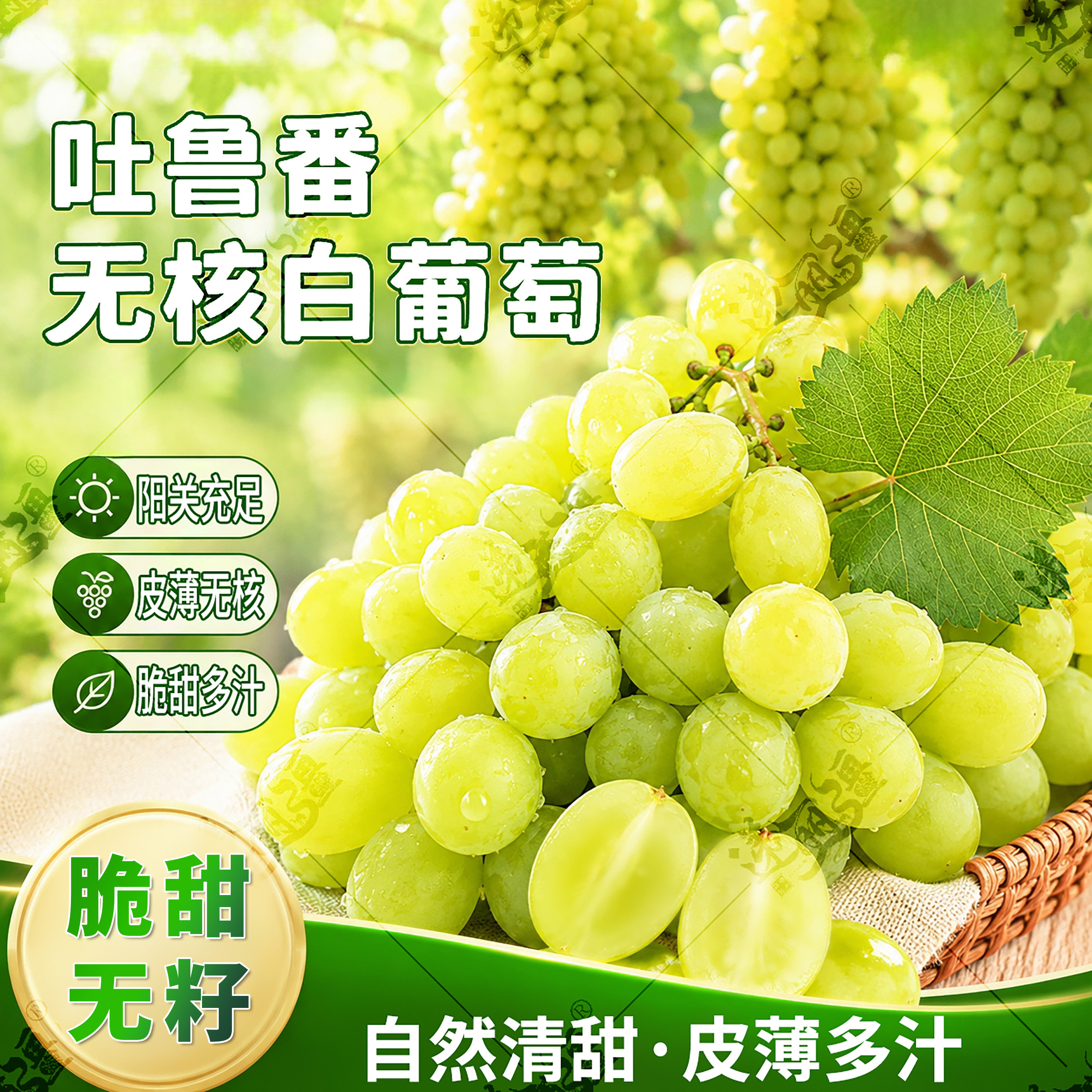 新疆吐鲁番当季新鲜水果无核白葡萄无籽皮薄脆顺丰冷运分仓发货