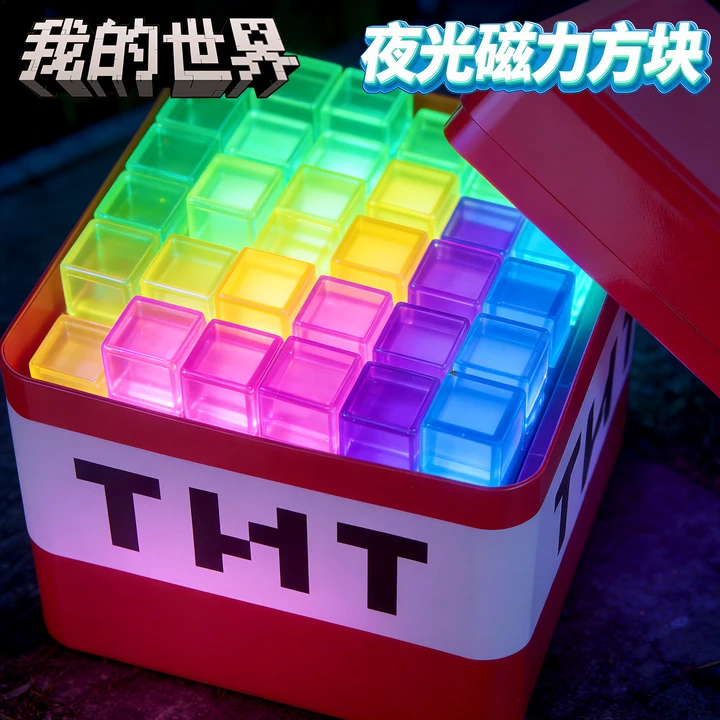 新款夜光我的世界磁力方块全套正版拼装磁性积木儿童益智玩具礼物,玩具/童车/益智/积木/模型,磁力片/磁性棒/磁性积木,淘宝优惠券,粉丝福利购,淘宝优惠卷