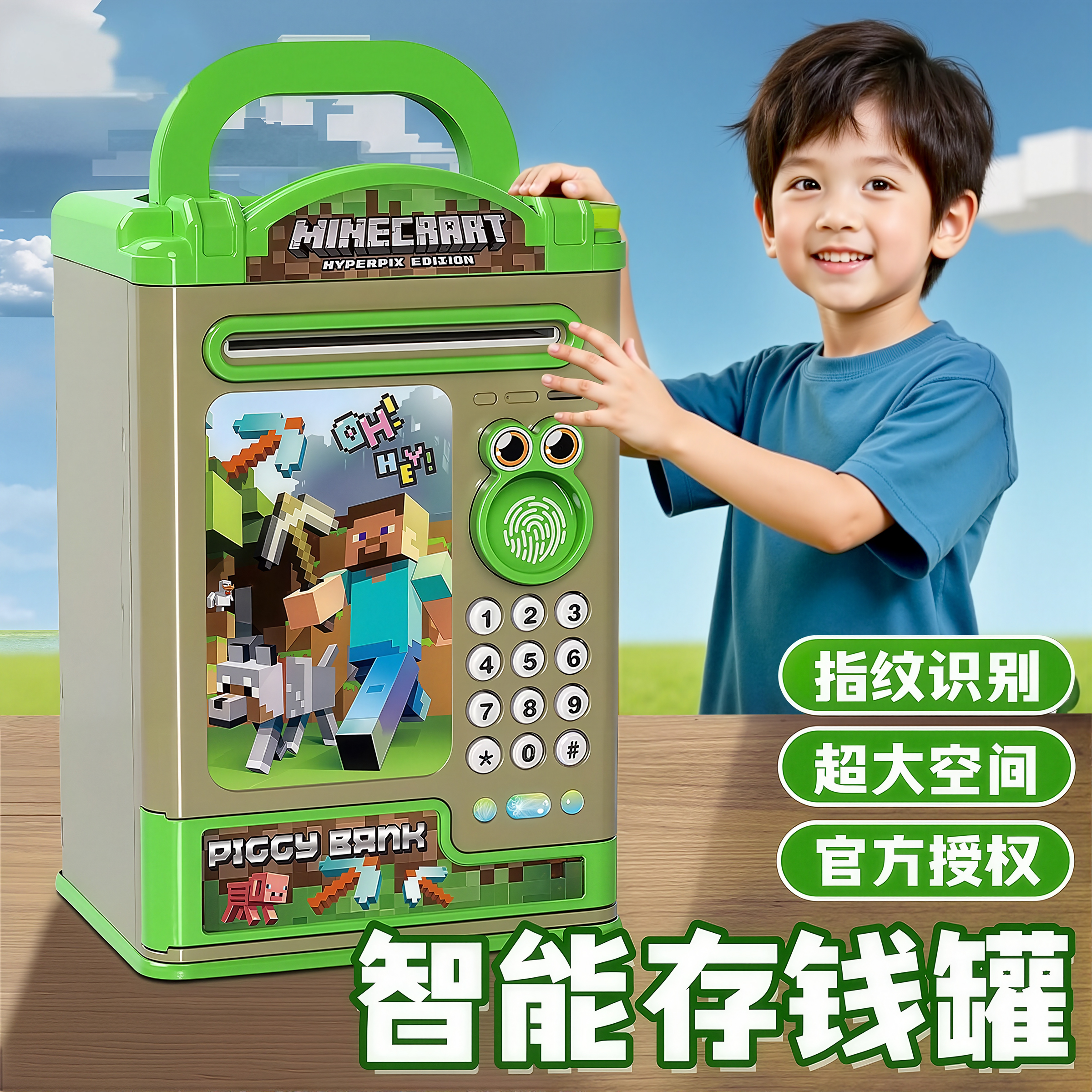 密码存钱罐2025新款可进可出我的世界周边男孩女孩指纹锁儿童玩具