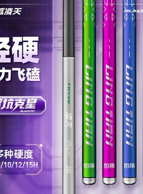 创威凌天二代黑坑钓鱼竿6/8/10/15H超轻超硬19调碳素台钓手杆黑棍