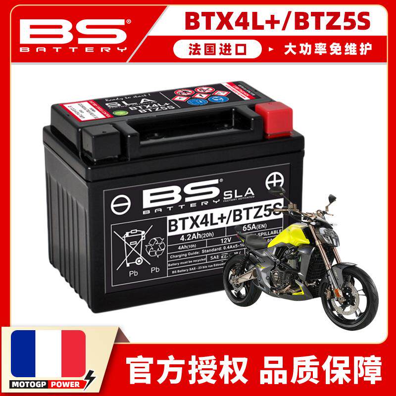 适用升仕ZT310-X-T-R-V摩托车电池ZT250-R电瓶法国BS蓄电池免维护