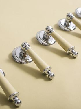 INDOORS原创法式轻奢柜门吊坠把手抽屉斗柜电镀银色牛皮黄铜拉手