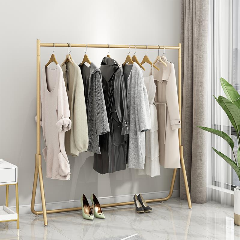 单杆式衣架家用落地卧室挂衣简易阳台晾衣架多功能室内收纳整理架