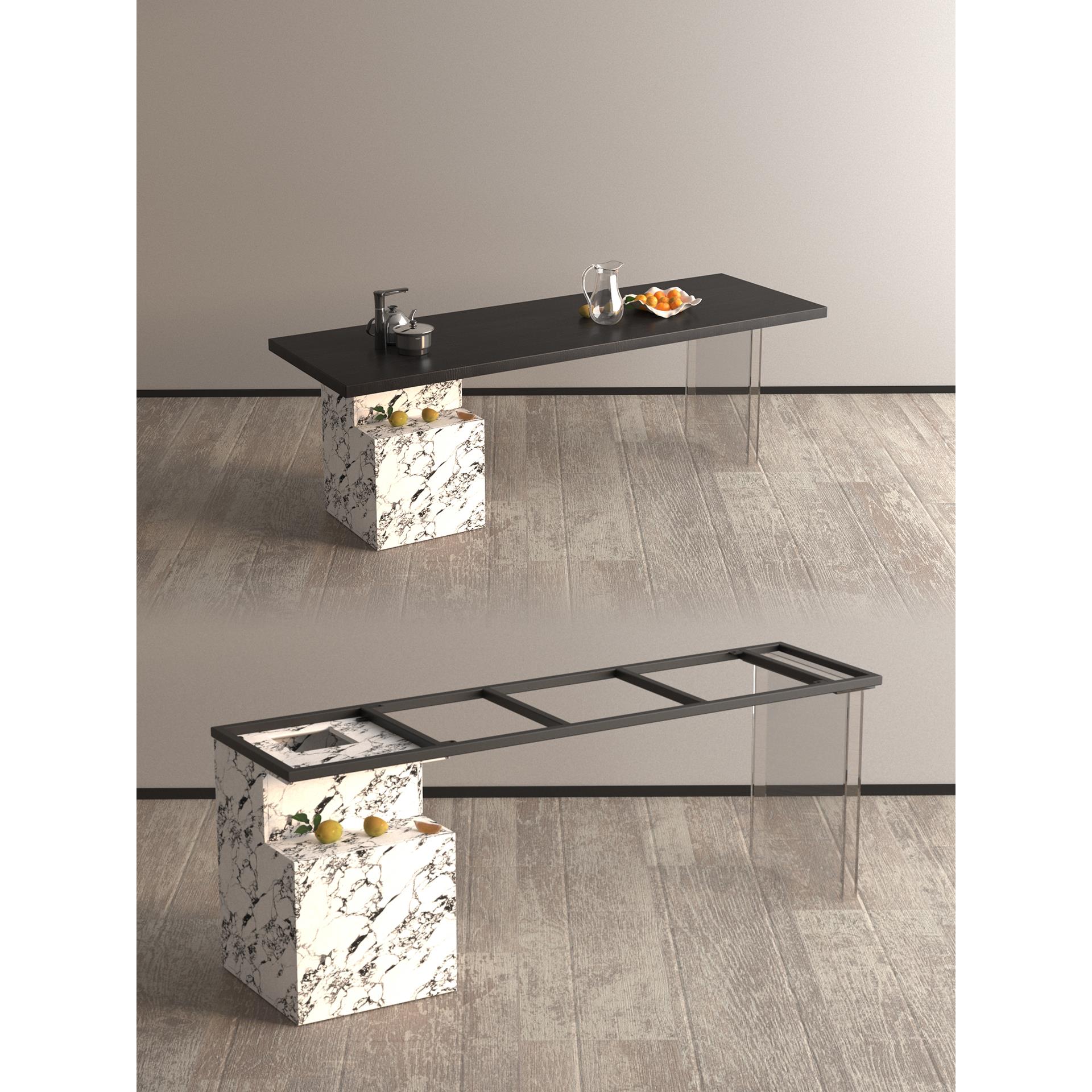 实木大板茶桌脚支架亚克力桌腿大理石纹柜办公电脑桌岩板桌脚桌腿