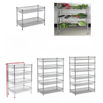 多层厨房货架地板站立存储和组织存储架不锈钢彩色地板站立水果和