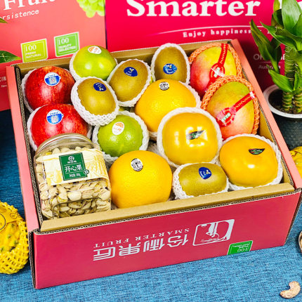顺丰包邮7斤组合新鲜水果+开心果混合礼盒大礼包坚果零食定制送礼