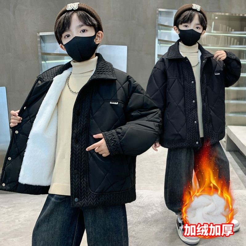 童装男童秋冬外套2025新款男孩冬季棉服加绒加厚洋气服棉衣潮