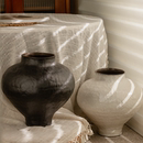 川泽烧新中式 饰摆件 手工粗陶复古花瓶插花器干花盆客厅酒店民宿装