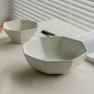 纯色复古粗陶碗盘餐具组合5寸饭碗家用汤碗菜盘鱼盘 川泽烧日式