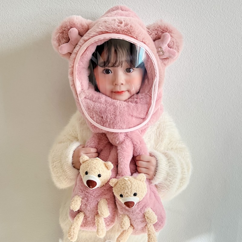 儿童帽子围巾一体男冬季骑行防风面罩保暖加厚宝宝护耳毛绒帽女童,童装/婴儿装/亲子装,帽子,淘宝优惠券,粉丝福利购,淘宝优惠卷