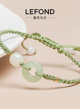 平安扣绿色显白手工编织手链
