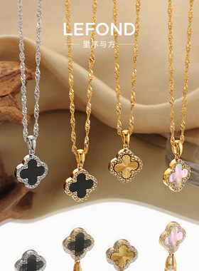 轻奢满钻花朵钛钢镀金锁骨链