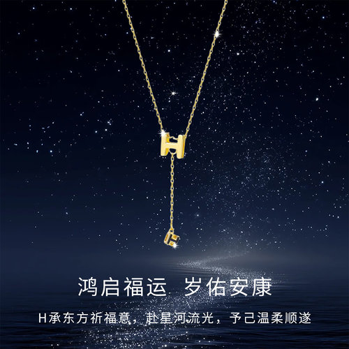 S925银项链女H字母轻奢生日礼物