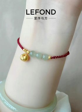 古法金小胖福红绳转运手链