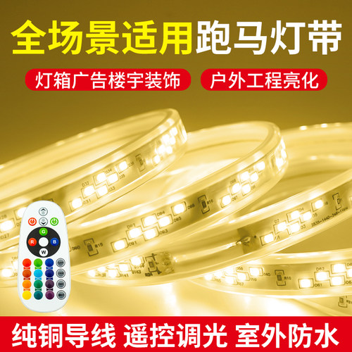 超亮LED灯带流水跑马灯户外防水220v客厅外墙室外工程亮化软灯条