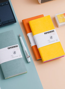 weeks手账本皮质软面页码48K手帐本小巧便携高颜值笔记本横线点阵简约记事本学生礼品考研本子商务可定制LOGO