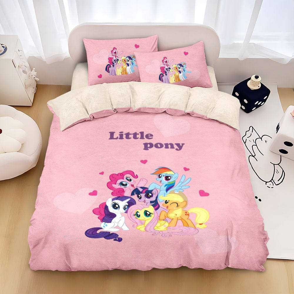 小马宝莉牛奶绒冬床上四件套可爱卡通被套厚儿童床单床笠学生宿舍