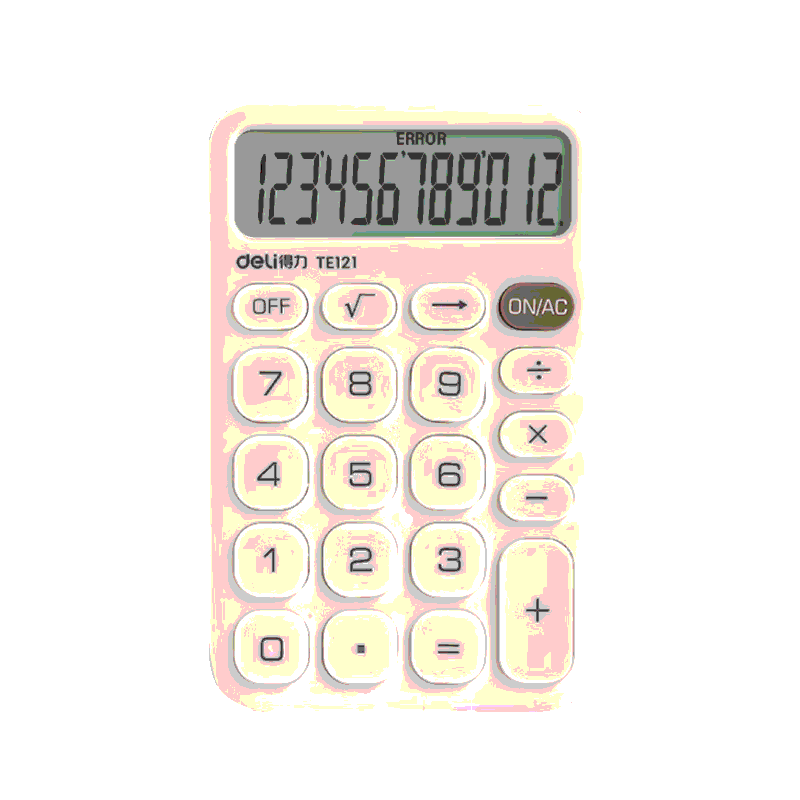 得力白色计算器高颜值直板计算机器ins风女神款网红款办公用品可爱创意小型便携办公室用小巧大号平板记算机