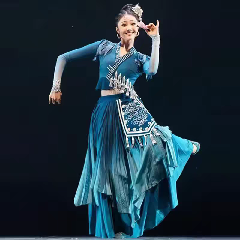 定制艺考桃李杯女子苗族独舞剧目花儿舞台演出表演服装饰少数民族