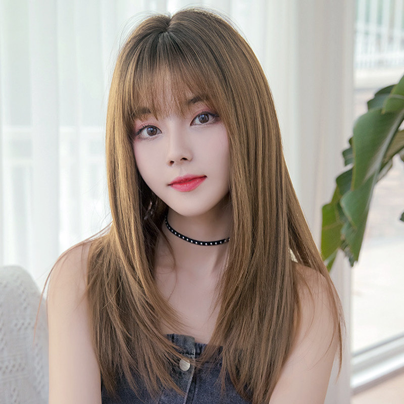 假发女长发长直发中长碎发日韩时尚新款仿真人刘海修脸自然全头套