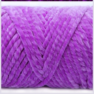 新款三股光泽绒雪尼尔金丝绒粗毛线围巾手工编织毛衣帽子钩拖鞋线