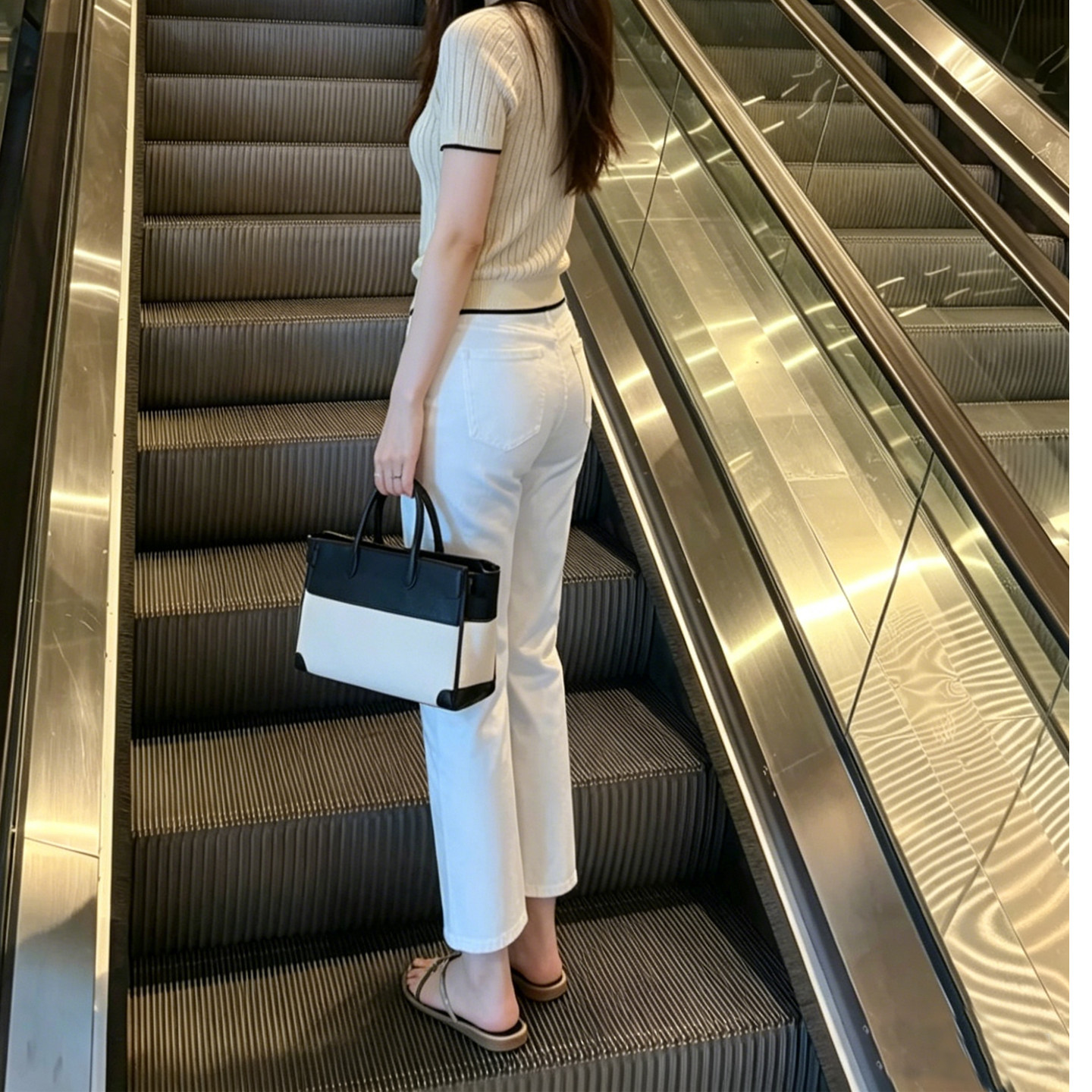 高腰直筒小个子九分牛仔裤女