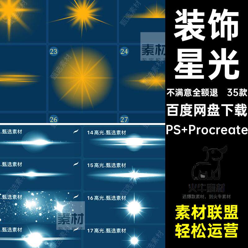 35款人像笔刷高光效闪装饰procreate光斑星光ps高光图片