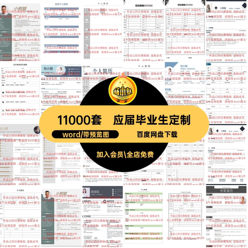 简历封面word模板定制设计制作表格英文11000套电子版个