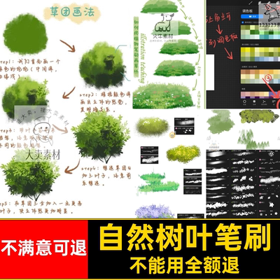 花草树叶笔刷绘画手自然Procreate婚礼ipad画画风景手绘水彩植物