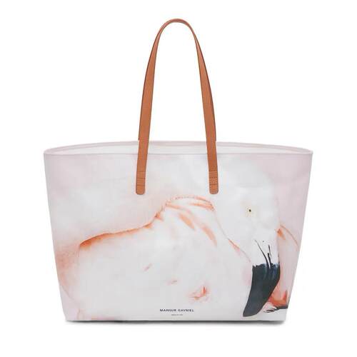 MANSUR GAVRIEL火烈鸟印花棉沙滩手提包NWT