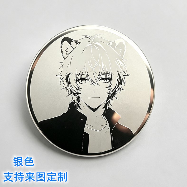 金属不锈钢镜面吧唧卡通同人动漫谷子徽章 圆形方形镜面吧唧定制图片