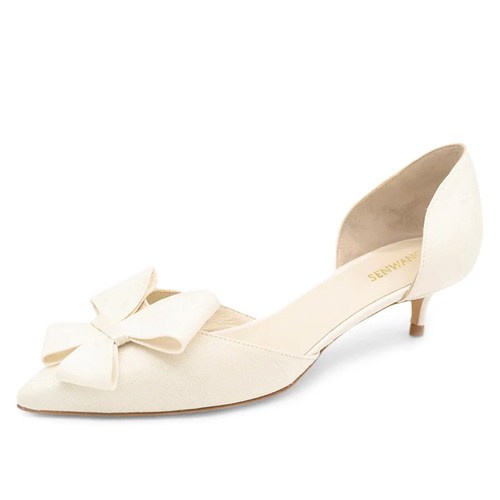 法式蝴蝶结尖头高跟鞋女