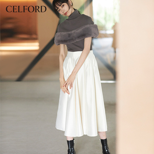 百搭高腰显瘦宽松A字半身伞裙CWFS234091 CELFORD秋冬