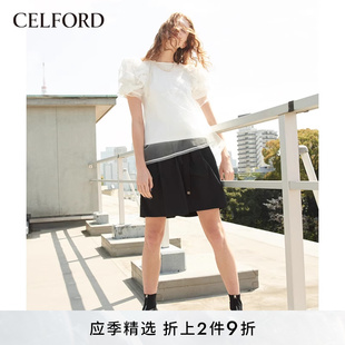 甜美百搭抽褶泡泡袖 CELFORD春夏新品 纯棉T恤上衣CWCT232039