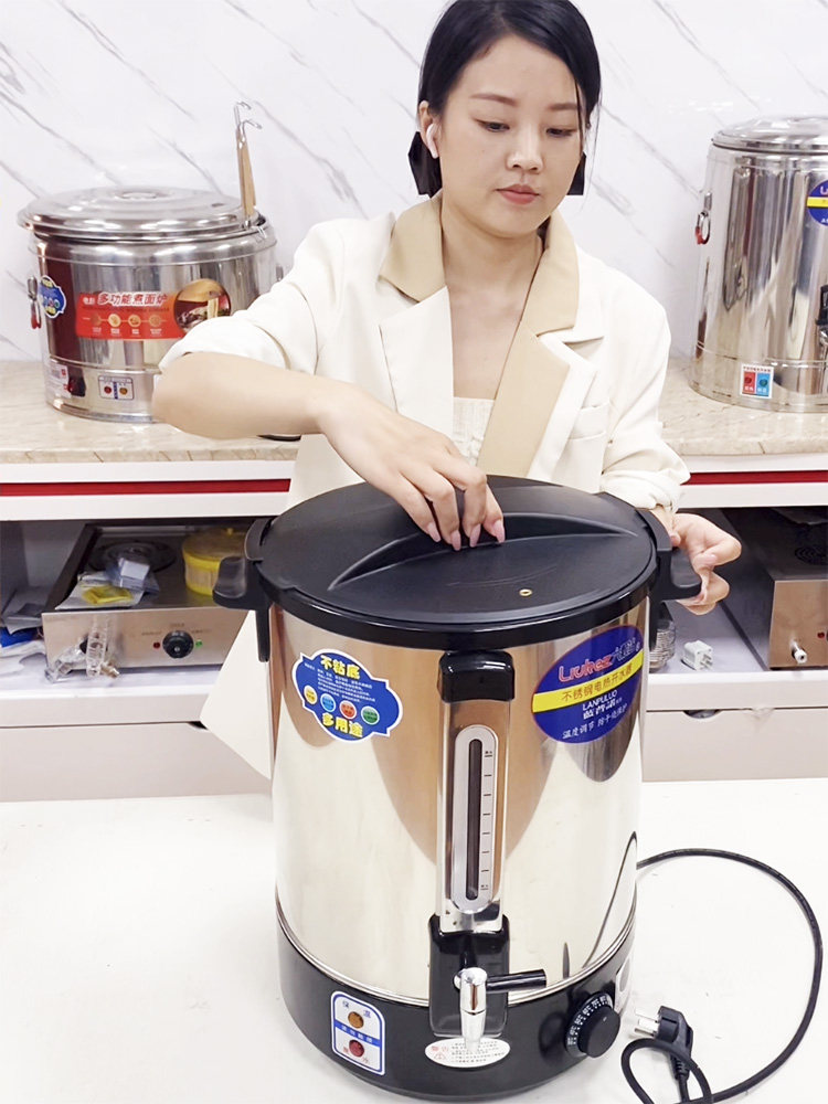 六钻不锈钢电热沸水桶商用大容量沸水桶奶茶店热水锅炉保温热水桶