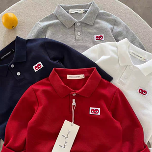 纯棉男童POLO衫春秋季新款中小儿童宝宝长袖T恤百搭洋气翻领上衣